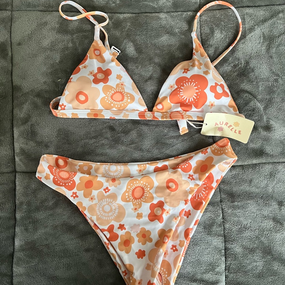 Aurelle Orange Bikini, Large